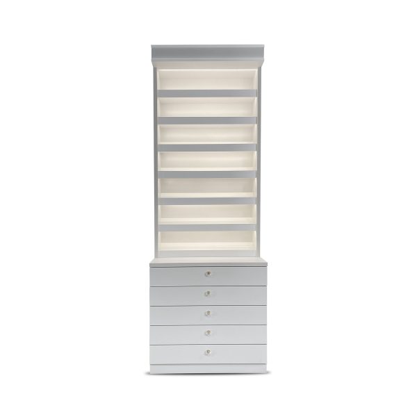 Polish Center Cabinet 32 inch, Nail Polish Cabinets – Grey White