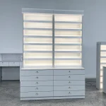 Polish Center Cabinet 32 inch, Nail Polish Cabinets – Grey White - Image 5