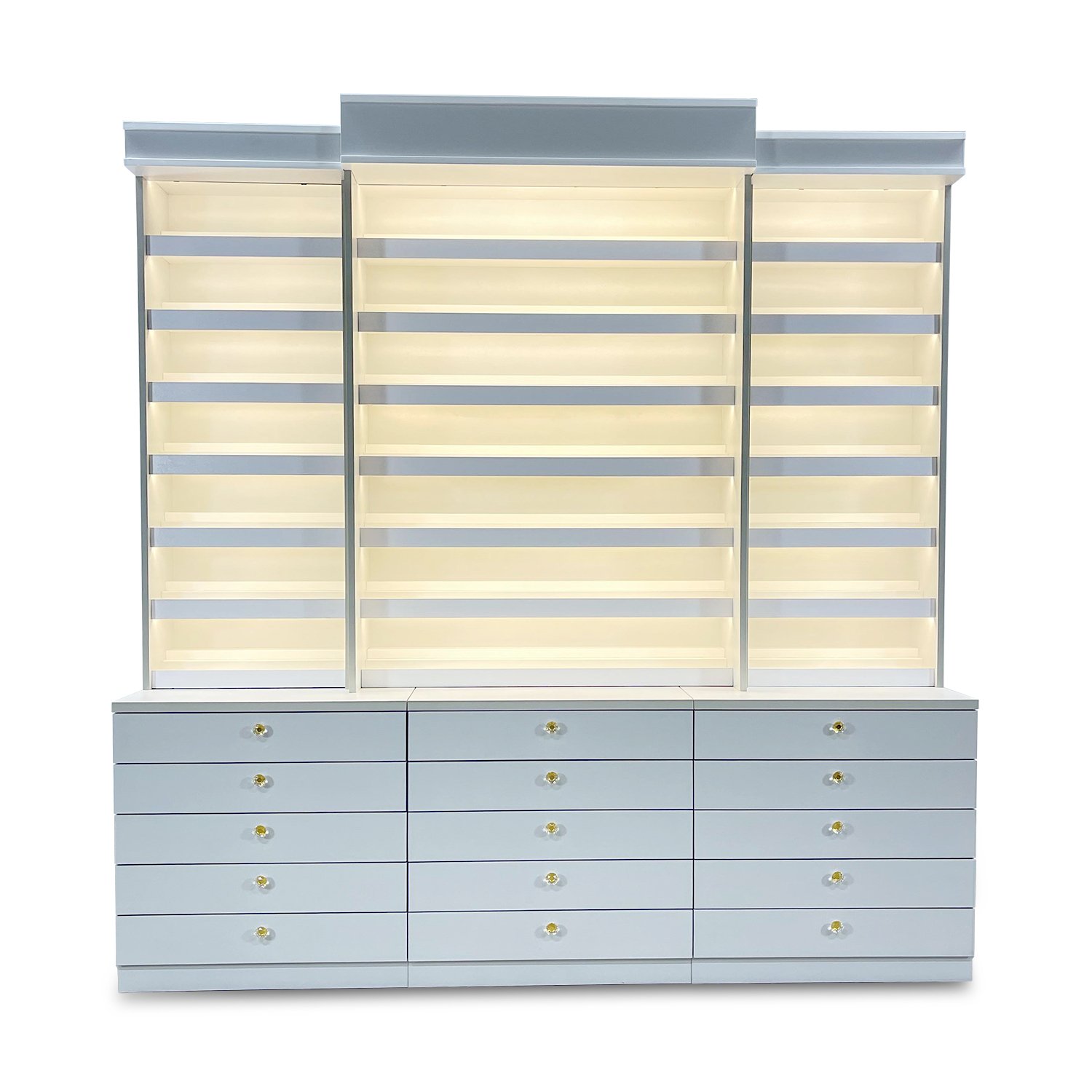 82-1.jpg Polish Rack with Storage and LED Spotlight 87" – Grey tone - Image 1