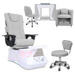 COMBO 5-PIECE SET – Free Gifts | Ethan Pedicure Chair – Mesmer Nail Table, Armchair Venus Technician & Customer Chairs