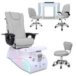 COMBO 5-PIECE SET – Free Gifts | Sophia Pedicure Chair Set, Venus LED Nail Table, Venus Technician & Customer Chairs