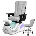 Pedicure Chair – Dolphin Model | Free Shipping [Base: White Grey]