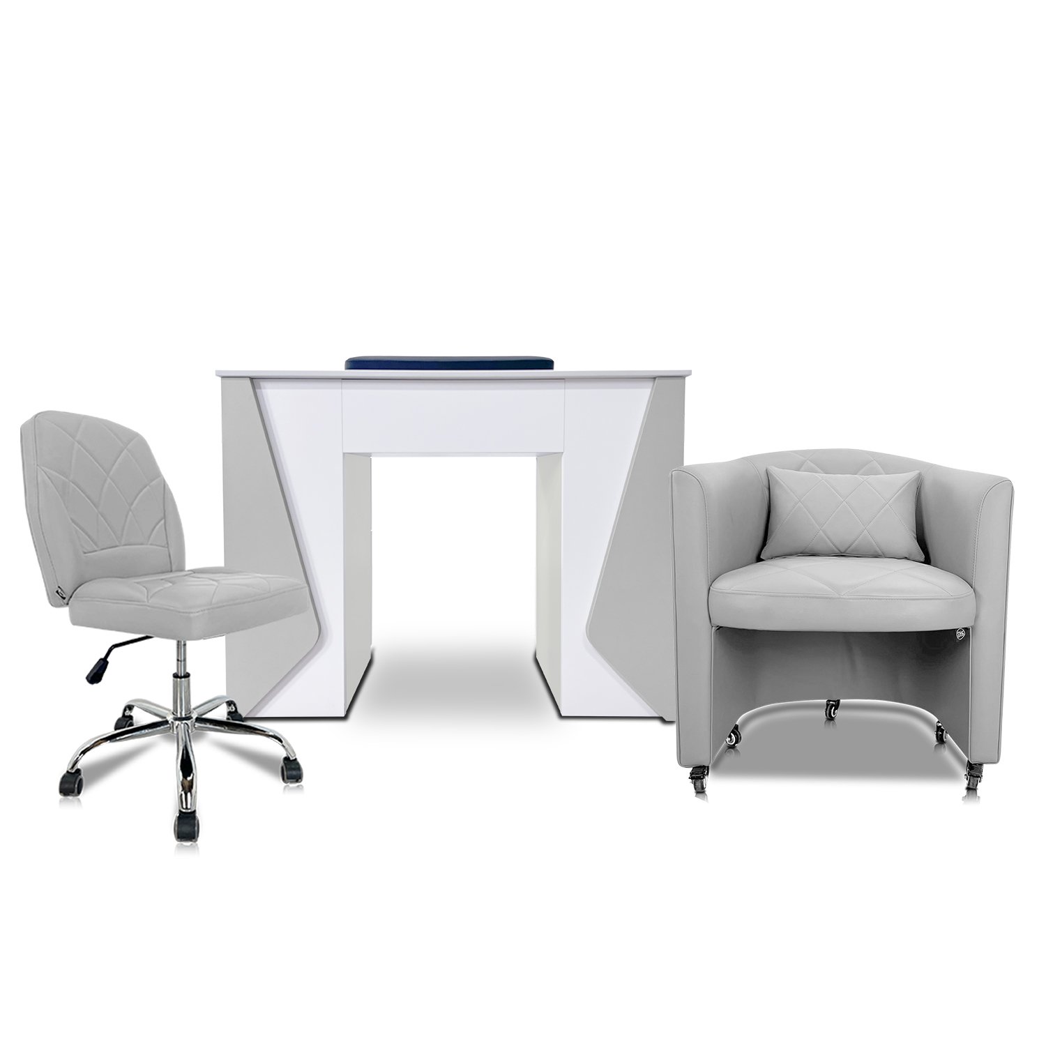 SET.AC_.3.001GREY.jpg Mesmer Nail Table with A Technician & Customer Chair Set (3-Piece) - Image 1