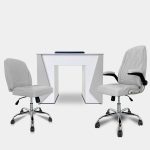Mesmer Nail Table with Venus Technician & Customer Chair Set (3-Piece)