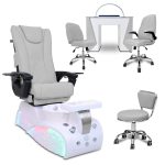COMBO 6-PIECE SET | Sophia Pedicure Chair – Mesmer Nail Table, Venus Technician & Customer Chair