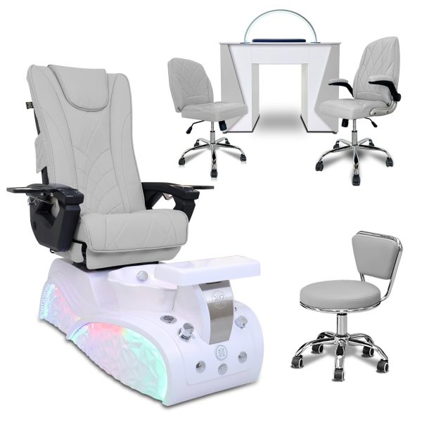 COMBO 6-PIECE SET | Sophia Pedicure Chair – Mesmer Nail Table, Venus Technician & Customer Chair