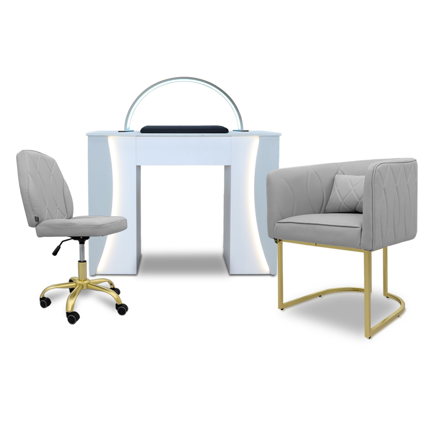 grey-6.jpg Venus Nail Table with Technician & Customer Vivian Chair Set (3-Piece) - Image 1