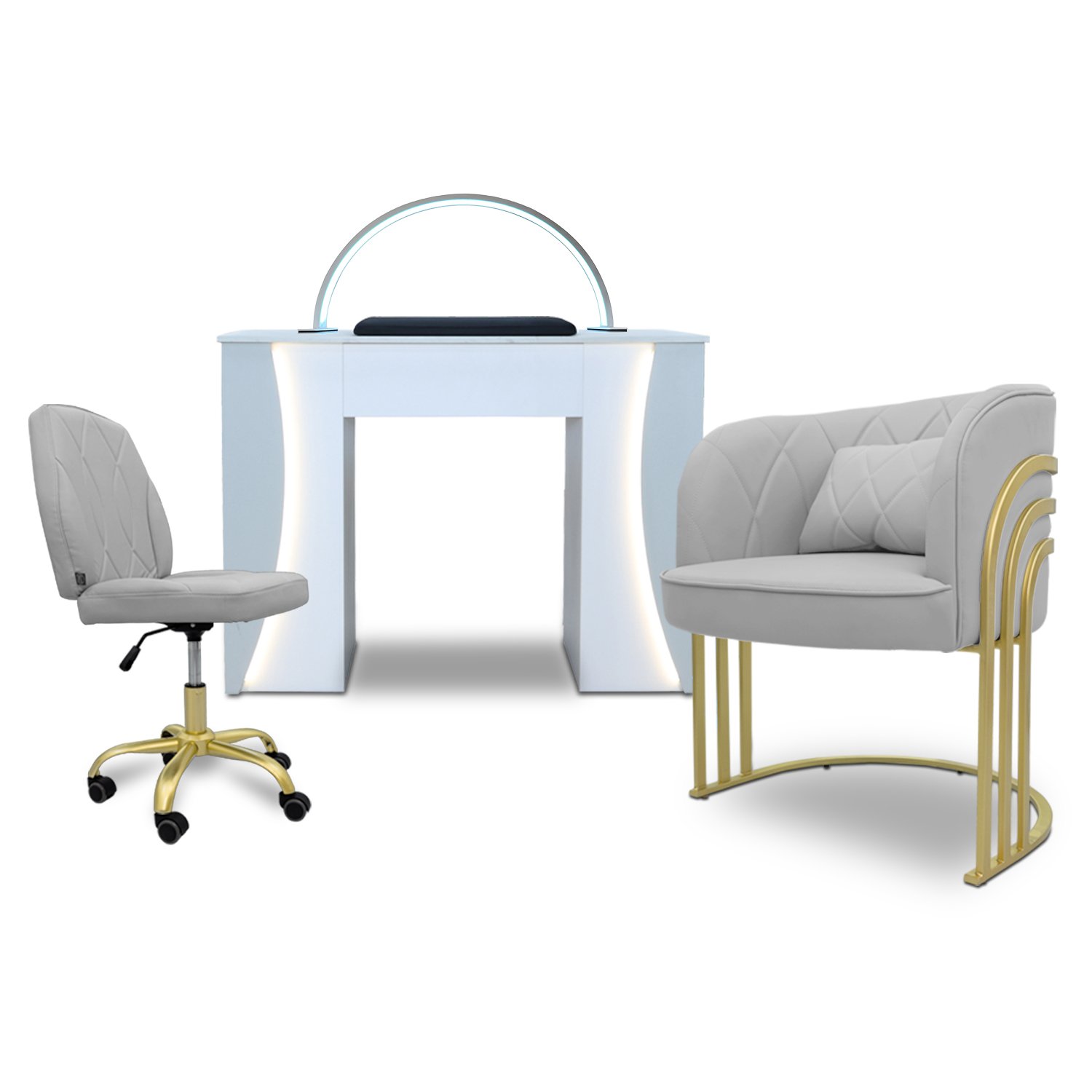 grey-grey.jpg Venus Nail Table with Technician & Customer Troy Chair Set (3-Piece) - Image 1