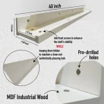 Modern Wall Shelves with Lip – White Floating Ledge for Living Room, Nursery, Bathroom - Image 6